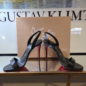 Christian Louboutin Black Slingback Marilyn Heels with Red Bottoms 38